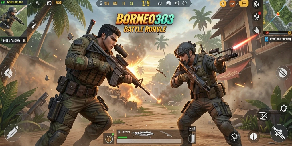 Gameplay menegangkan di <strong>BORNEO303</strong> dengan aksi Battle Royale yang seru.
