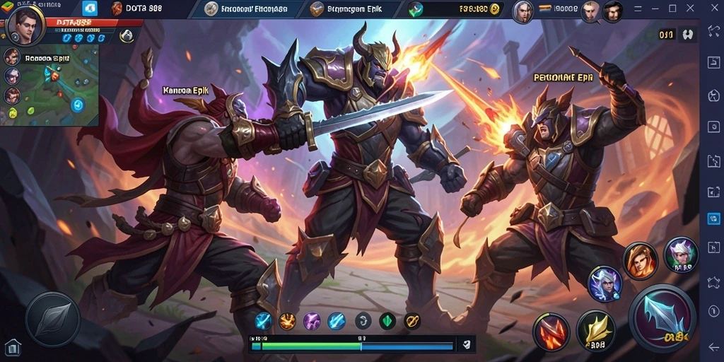 Tangkapan layar gameplay DOTA88 menampilkan pertarungan karakter yang epik dan seru.