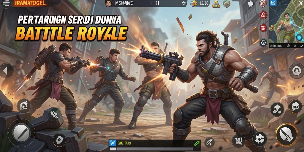 Gameplay intens di arena Battle Royale IRAMATOGEL.