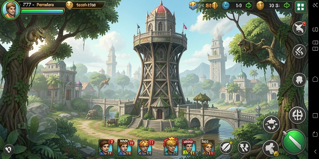 Screenshot gameplay L777 menampilkan menara yang siap bertempur.