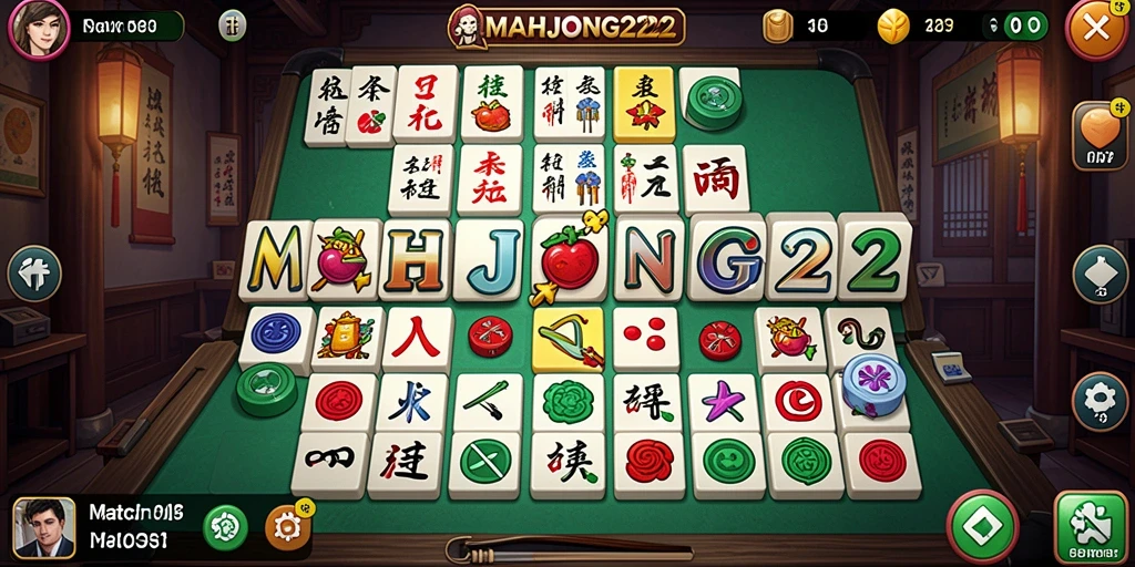 Tampilan gameplay seru MAHJONG222 dengan tantangan Match-3 yang menarik.