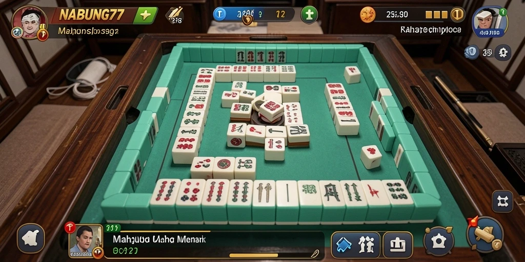 Screenshot permainan NABUNG77 menunjukkan aksi Mahjong yang mengasyikkan.