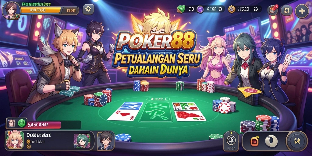 Tampilan layar permainan POKER88 yang penuh aksi seru.
