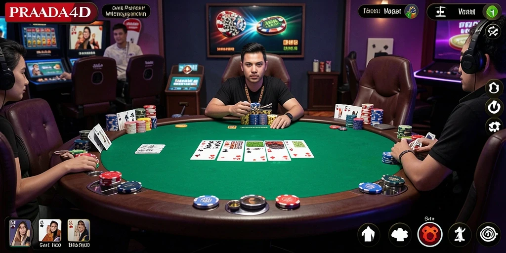 Tampilan permainan poker yang menegangkan dan seru di PRADA4D.