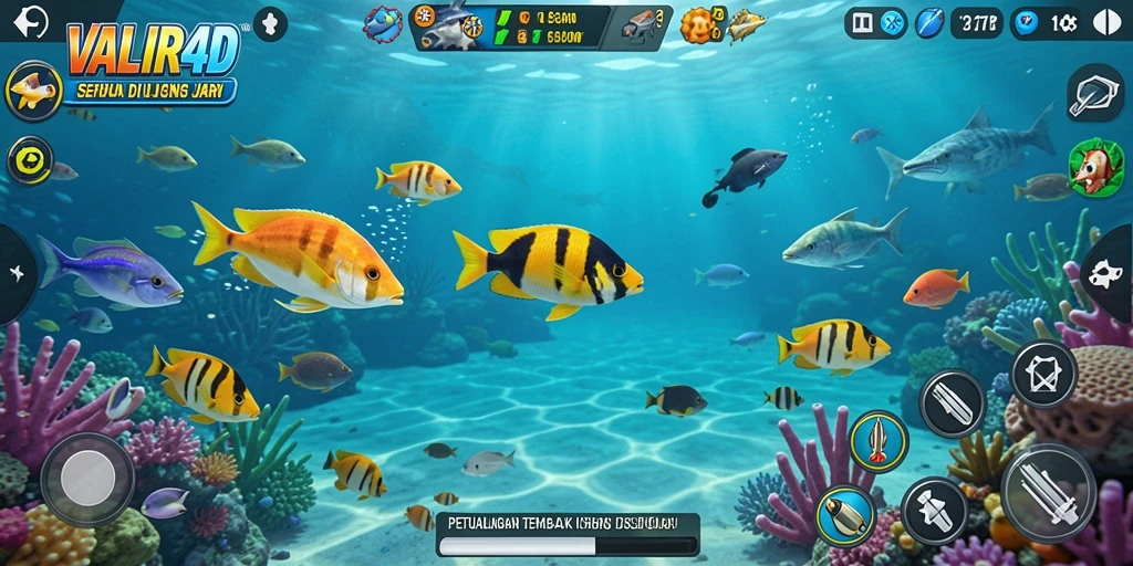 Screenshot VALIR4D menunjukkan aksi menembak ikan yang seru dan penuh tantangan.