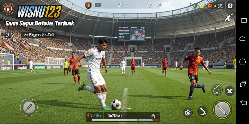 Gameplay seru dalam WISNU123 dengan laga sepak bola yang mendebarkan.